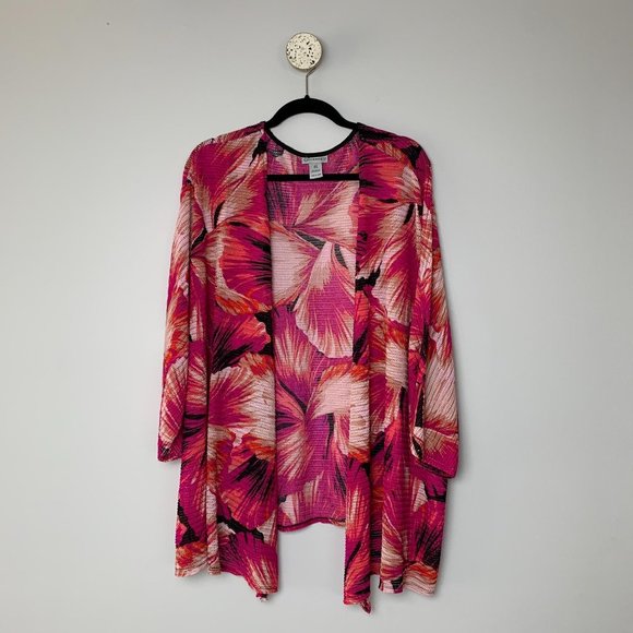 Catherines Pink and Black Women's Cardigan - Picture 1 of 4